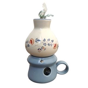 Vintage Blue Potpourri Burner with Candle and Rose Potpourri